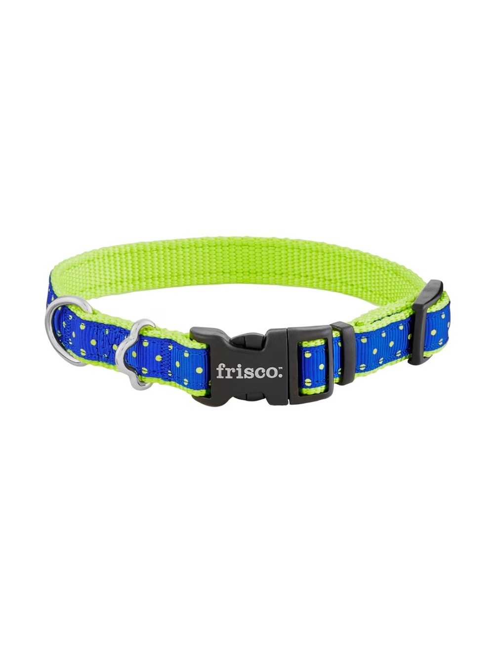 Frisco Patterned Nylon Dog Collar, Lime Polka Dot